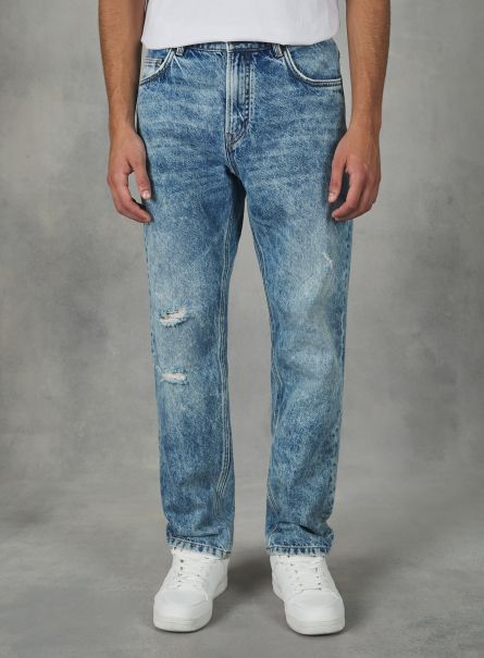 D003 Medium Blue Straight Fit Cotton Jeans Denim Days Men