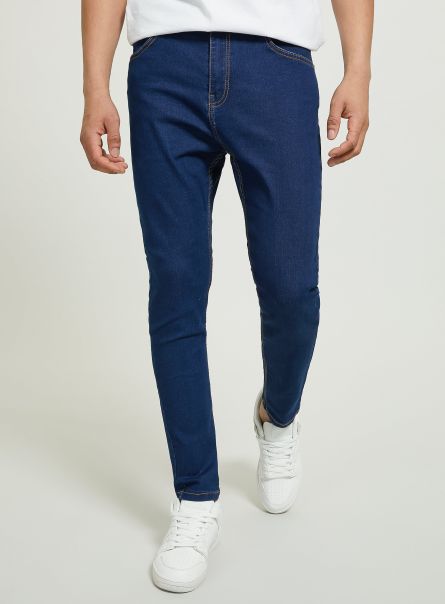 Men D002 Medium Dark Blue Denim Days Super Skinny Fit Stretch Denim Jeans