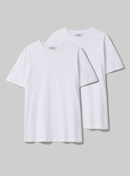 Set Of 2 Of Cotton T-Shirts T-Shirt Men Wh3 White