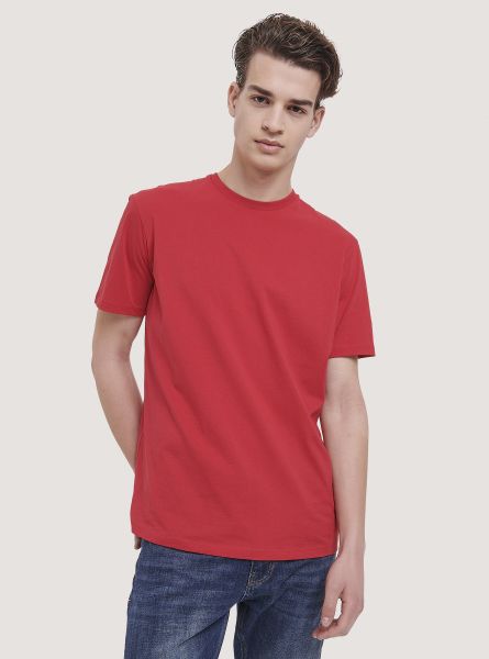 T-Shirt Basic Cotton T-Shirt Men C3376 Red