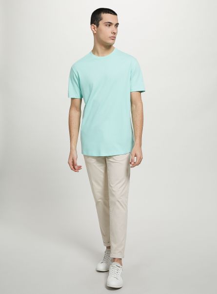T-Shirt Ga3 Aqua Green Light Men Cotton Crew-Neck T-Shirt