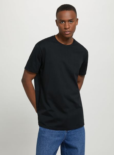 T-Shirt Cotton Crew-Neck T-Shirt Bk1 Black Men