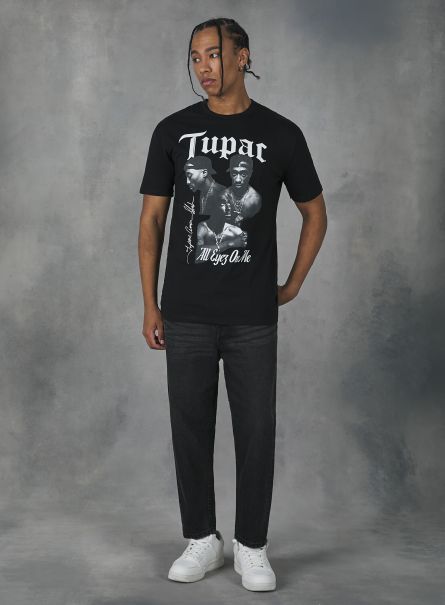 Tupac / Alcott T-Shirt T-Shirt Men Bk1 Black
