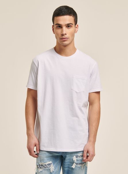 White Men T-Shirt Maglietta Girocollo Con Taschino In Cotone