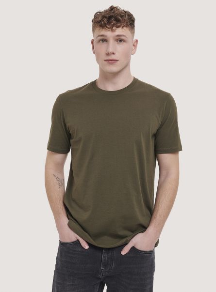 Men C5587 Kaky T-Shirt Basic Cotton T-Shirt