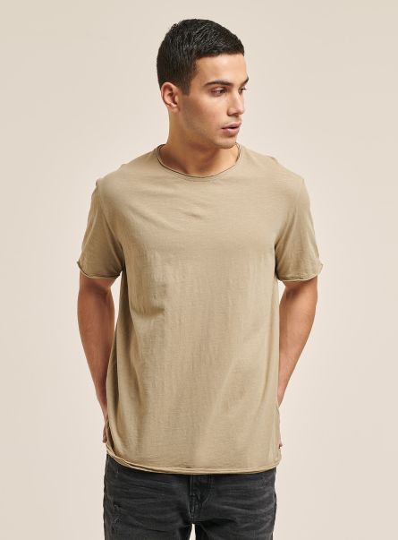 Men C1150 Sand Basic Plain Cotton T-Shirt T-Shirt