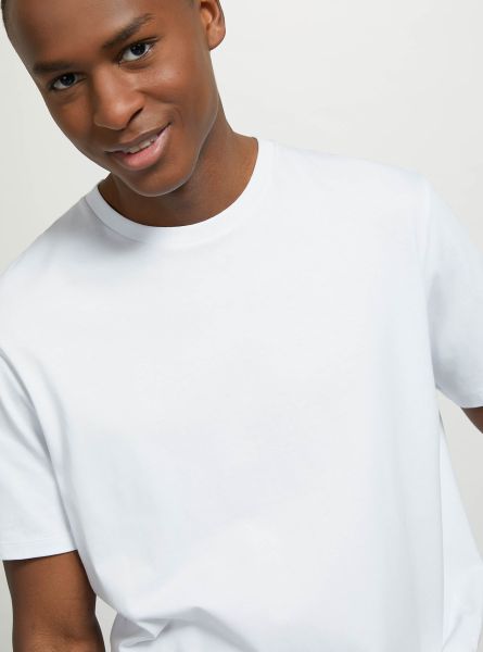 Men Crew-Neck Cotton T-Shirt T-Shirt Wh2 White