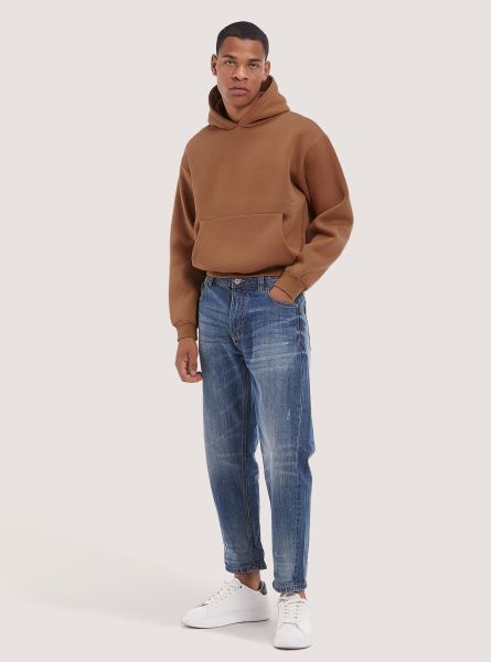 Boxy Fit Hooded Sweatshirt Sweatshirts Men Br2 Brown Medium