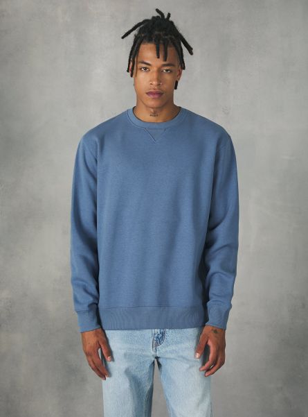 Bl3 Blue Light Plain-Coloured Crew-Neck Sweatshirt Men Sweatshirts