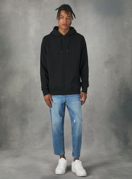 Men Sweatshirt With Hood And Pouch Pocket Sweatshirts Bk1 Black