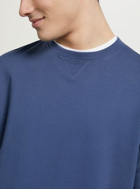 Sweatshirts Plain-Coloured Crew-Neck Sweatshirt Bl2 Blue Medium Men