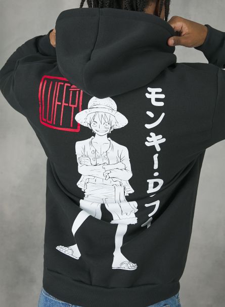 Felpa Con Grafica One Piece Men Bk3 Black Charcoal Sweatshirts