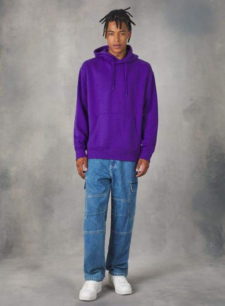 Men Vi2 Violet Medium Sweatshirt With Hood And Pouch Pocket Sweatshirts