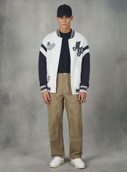 College Bomber Jacket With Print Men Sweatshirts Wh2 White
