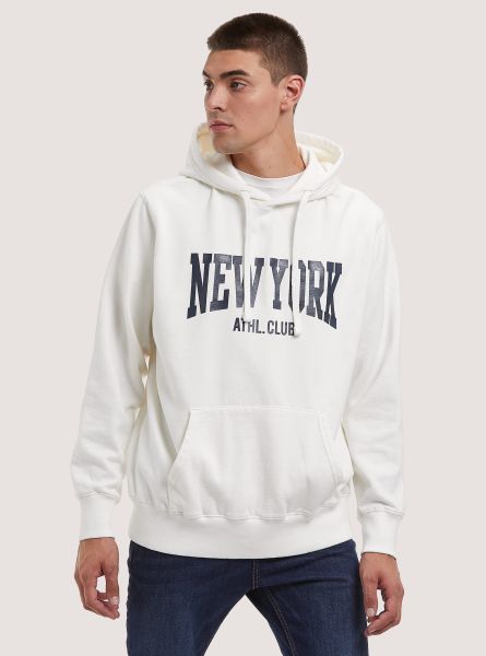 Wh2 White Men Sweatshirts College Print Hoodie