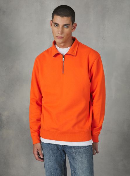Sweatshirts Plain-Coloured Half-Neck Sweatshirt Or2 Orange Med. Men