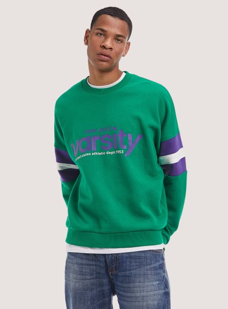 Sweatshirts Varsity Print Sweatshirt Men Gn2 Green Medium