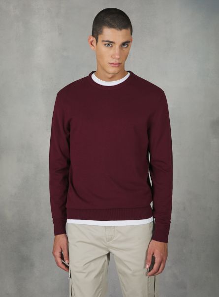 Men Round-Neck Pullover Made Of Sustainable Viscose Ecovero Bo2 Bordeaux Medium Sweaters