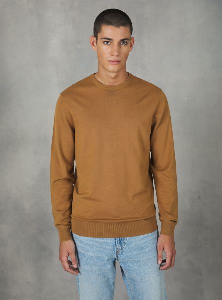 Men Bg2 Beige Medium Round-Neck Pullover Made Of Sustainable Viscose Ecovero Sweaters