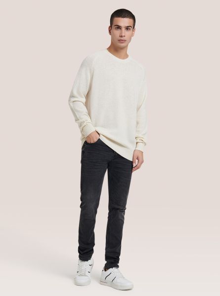 White Men Sweaters Wool Blend Crew-Neck Pullover