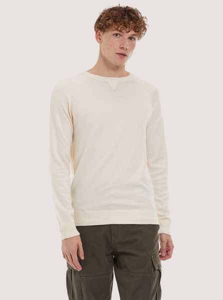 Men Sweaters Wh1 Off White Plain-Coloured Crew-Neck Pullover