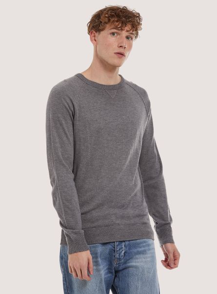 Sweaters Mgy2 Grey Mel Medium Men Plain-Coloured Crew-Neck Pullover