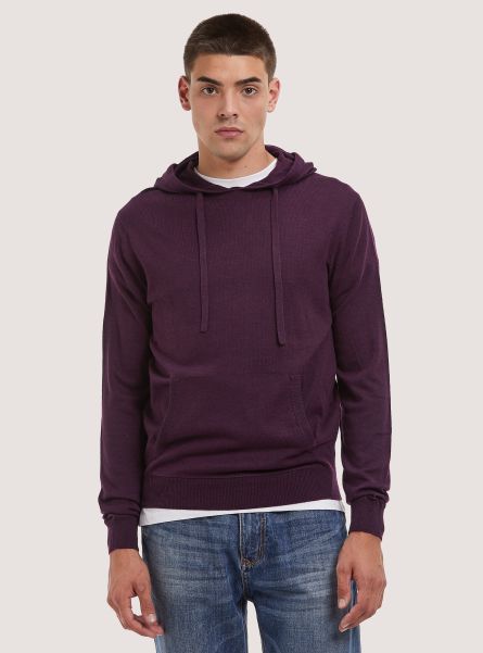 Hooded Pullover Men Vi1 Violet Dark Sweaters