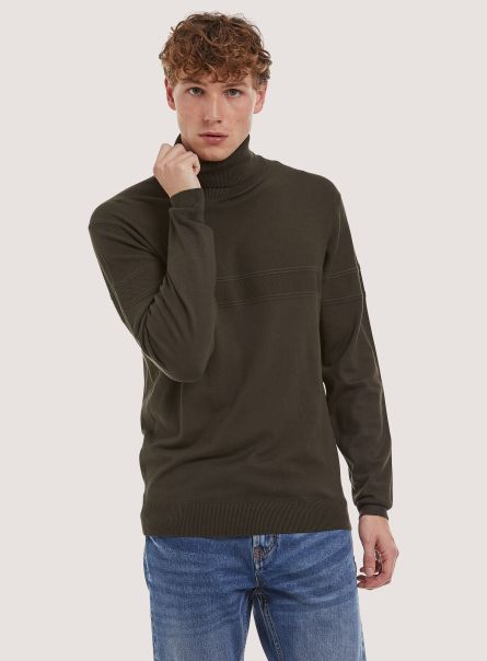 Sweaters Fine Turtleneck Pullover With Soft Viscose Texture Ky1 Kaky Dark Men