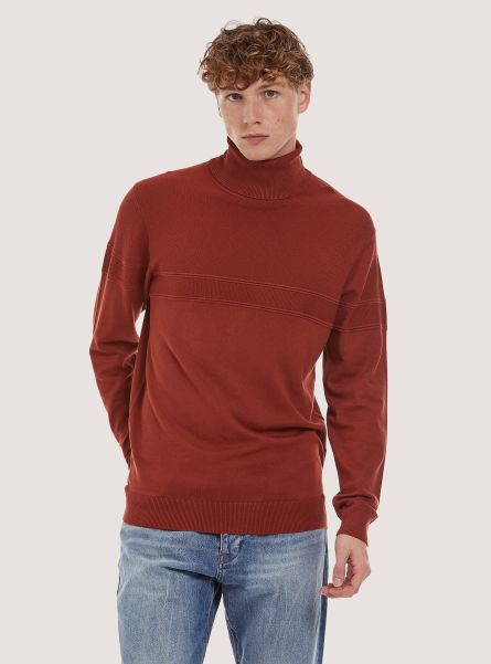 Rt2 Rusty Medium Sweaters Fine Turtleneck Pullover With Soft Viscose Texture Men