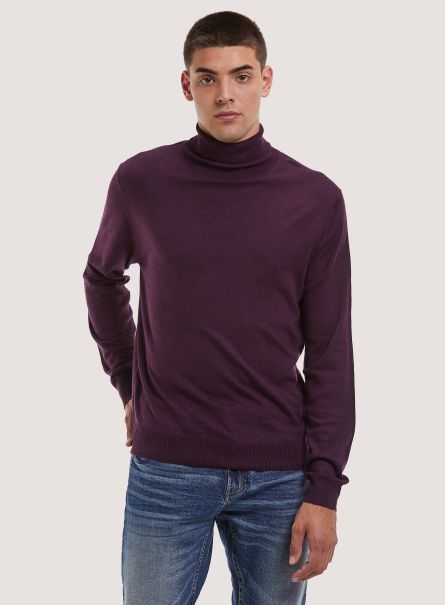 Sweaters Men Soft Turtleneck Pullover Vi1 Violet Dark