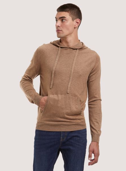 Hooded Pullover Men Sweaters Mbg3 Beige Mel Light