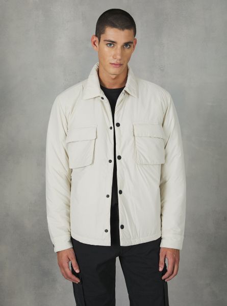 Jacket With Collar And Recycled Padding Men Wh2 White Jackets