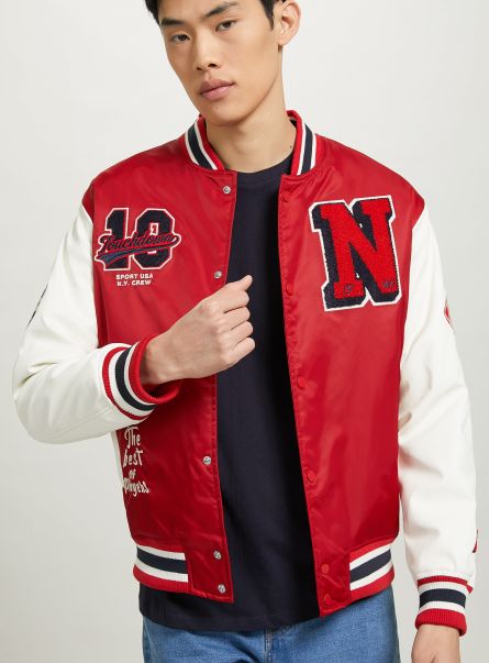 Varsity Bomber Jacket With Patch Jackets Men Rd3 Red Light