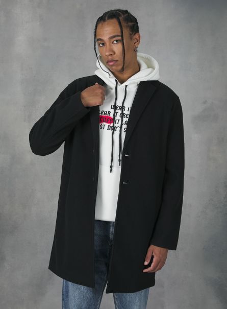 Bk1 Black Jackets Single-Breasted Fabric Coat Men