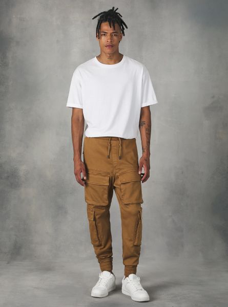 C5603 Tobacco Jogger With Drawstring Hem And Large Pockets Trousers Men