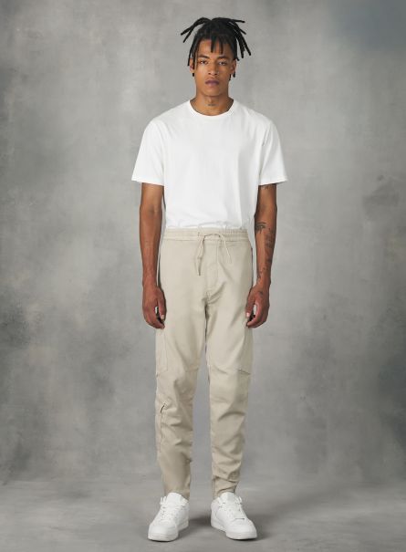 Jogger Trousers With Large Pockets Trousers Men Bg3 Beige Light