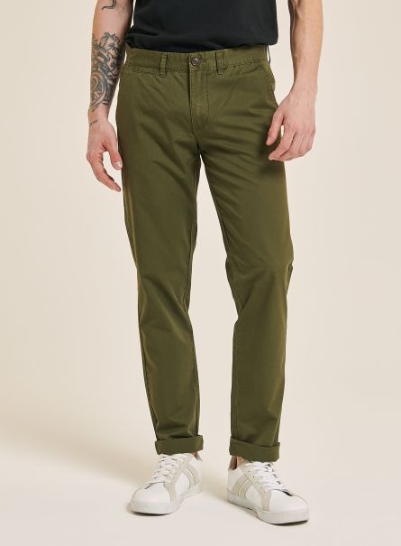 Twill Chinos Trousers Men C0613 Green