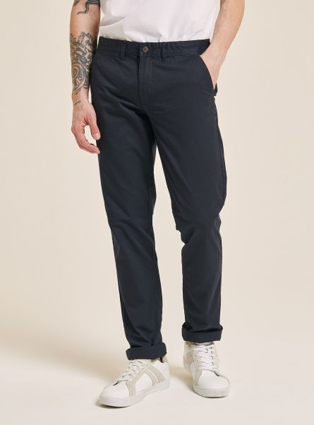 Twill Chinos Trousers Men C2222 Navy