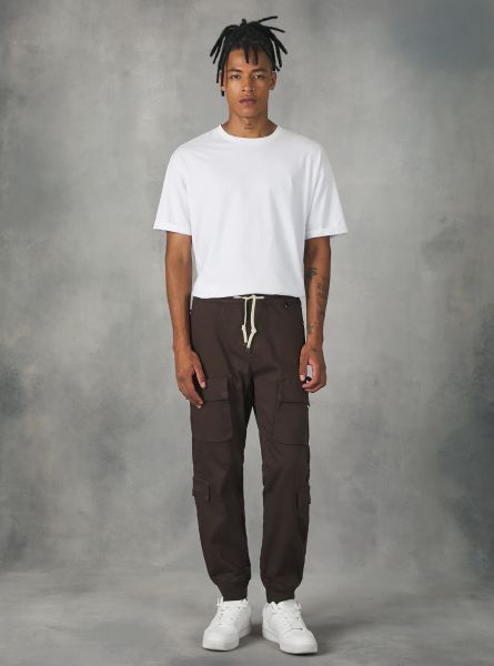 Trousers Men Br1 Brown Dark Jogger Trousers With Large Pockets