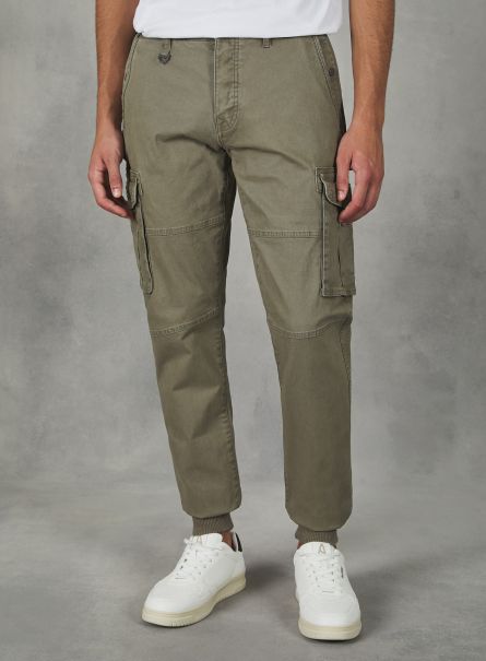 Men Cotton Cargo Trousers With Elastic Band Ky2 Kaky Medium Trousers