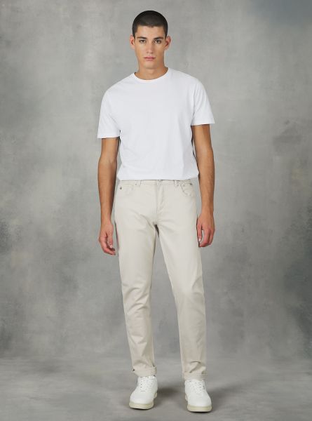 Wh1 Off White Trousers Skinny Fit Cotton Trousers Men