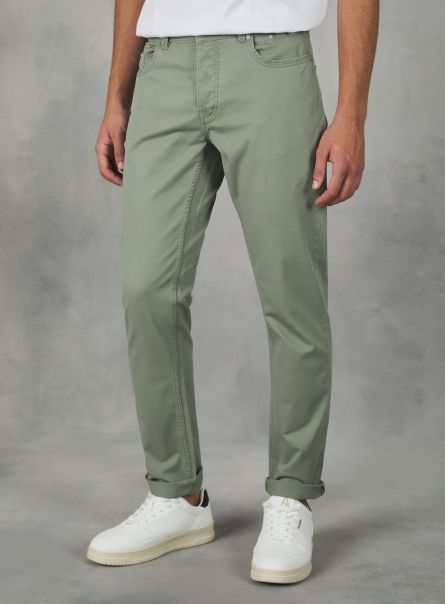 Men Trousers Gn2 Green Medium Skinny Fit Cotton Trousers
