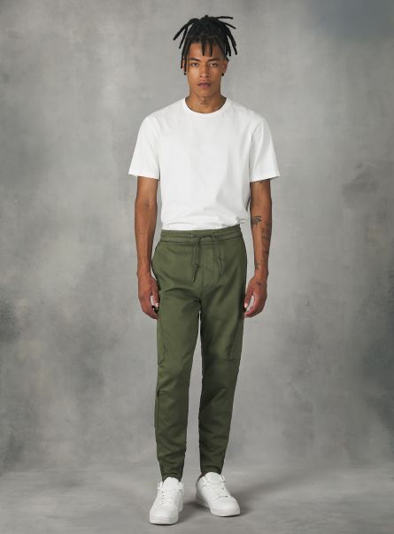 Ky1 Kaky Dark Jogger Trousers With Large Pockets Men Trousers