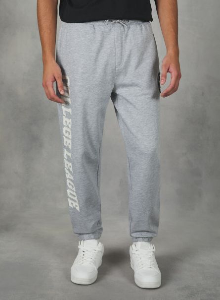 Trousers Jogger With College Patch Men Mgy2 Grey Mel Medium