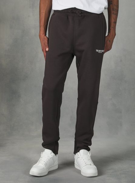 Trousers Men Br1 Brown Dark Jogger Trousers With Team 053 Print