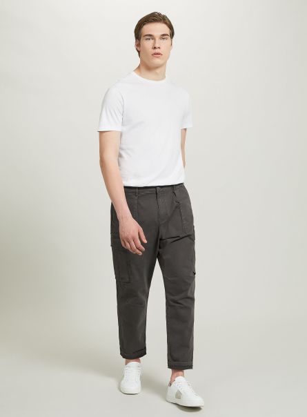 Pantaloni Cargo Relaxed In Twill Stretch Men Gy2 Grey Medium Trousers