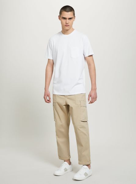 Cm2 Camel Medium Trousers Men Pantaloni Cargo Relaxed In Twill Stretch