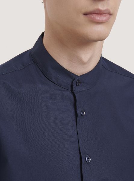 Shirts C2306 Blu Camicia A Maniche Lunghe Con Collo Coreano Men