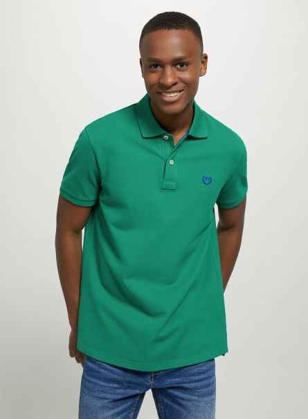 Cotton Piqué Polo Shirt With Embroidery Gn2 Green Medium Men Polo
