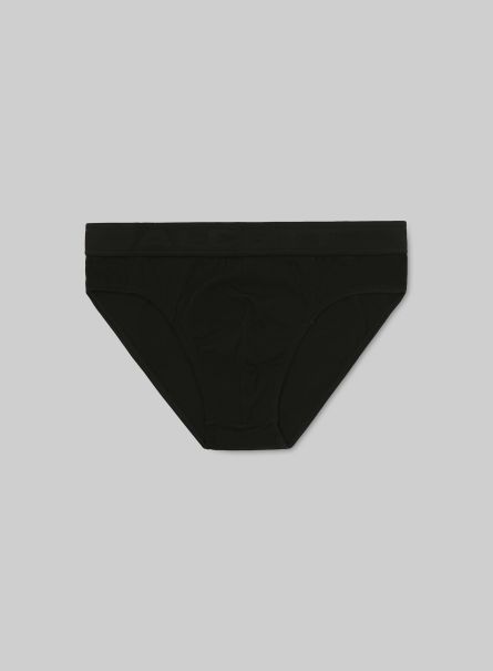 Stretch Cotton Briefs With Logo Bk1 Black Underwear Men